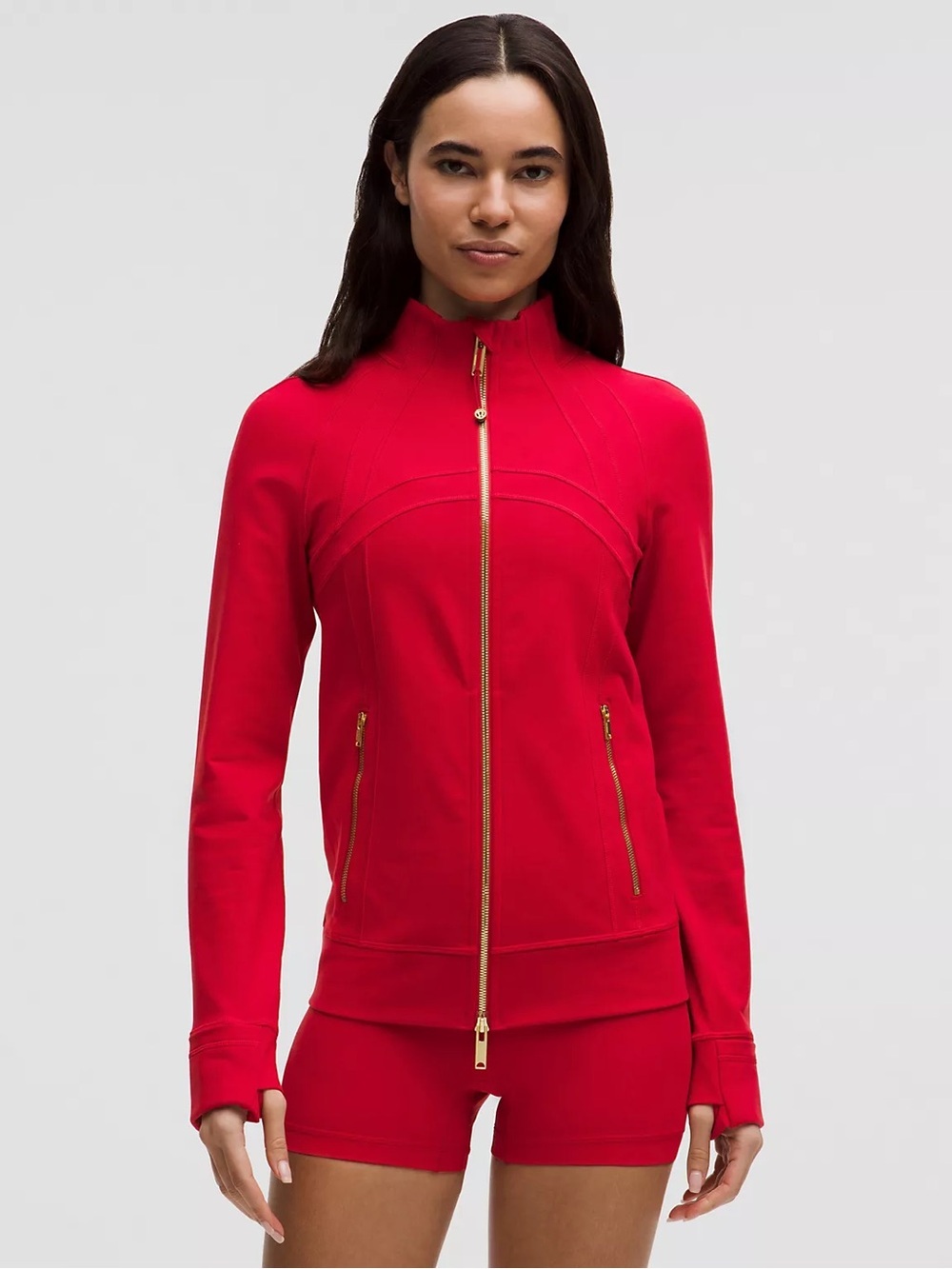 Lululemon Define Jacket Red Gold Zipper Size 6 Sleek Form-Fitting Iconic Style